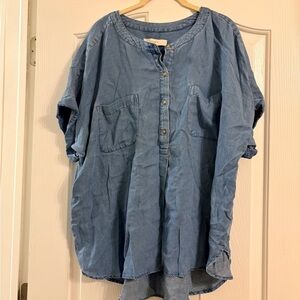 LOFT Blue Button-Down Blouse